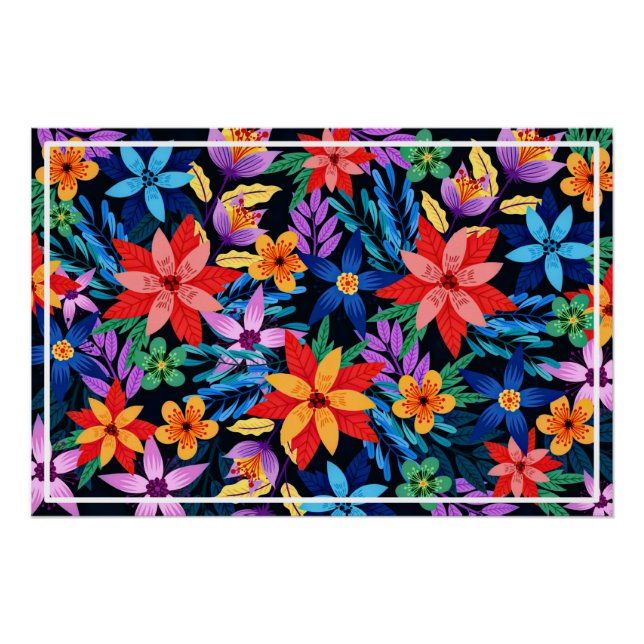 Farbenfrohe exotische Blumenmuster-68578 Poster (Vorderseite)