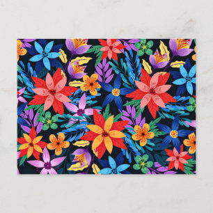 Farbenfrohe exotische Blumenmuster-68578 Postkarte