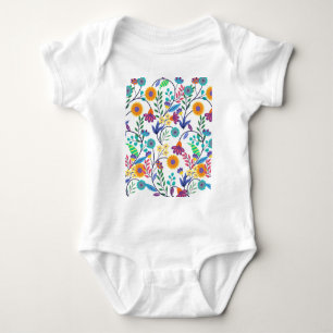 Farbenfrohe, exotische, florale Hintergrundmuster- Baby Strampler
