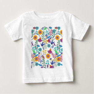 Farbenfrohe, exotische, florale Hintergrundmuster- Baby T-shirt