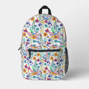 Farbenfrohe, exotische, florale Hintergrundmuster- Bedruckter Rucksack