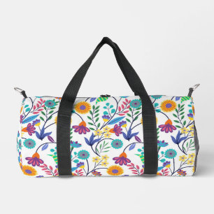 Farbenfrohe, exotische, florale Hintergrundmuster- Duffle Bag