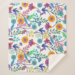 Farbenfrohe, exotische, florale Hintergrundmuster- Sherpadecke