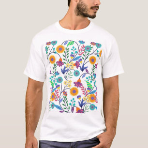 Farbenfrohe, exotische, florale Hintergrundmuster- T-Shirt
