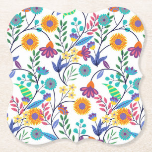 Farbenfrohe, exotische, florale Hintergrundmuster- Untersetzer