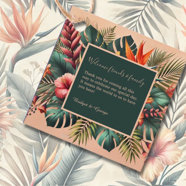 Farbenfrohe exotische hawaiianische Tropenhochzeit Geschenkanhänger (Von Creator hochgeladen)