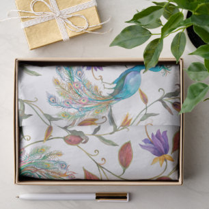 Farbenfrohe exotische Pfauenflora-Muster Seidenpapier