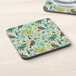 Farbenfrohe exotische Vögel und Blume Muster Untersetzer