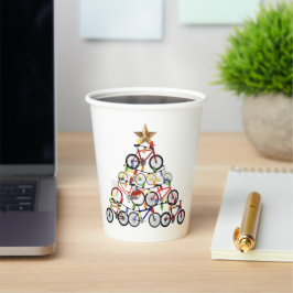 Farbenfrohe Fahrräder Weihnachtsbaum Pappbecher