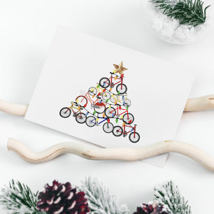Farbenfrohe Fahrräder Weihnachtsbaum Postkarte