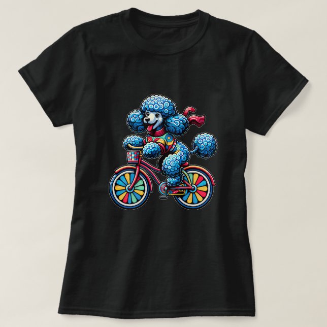 Farbenfrohe Fahrradfahrer Dog Welpe Lover Cyc T-Shirt (Design vorne)