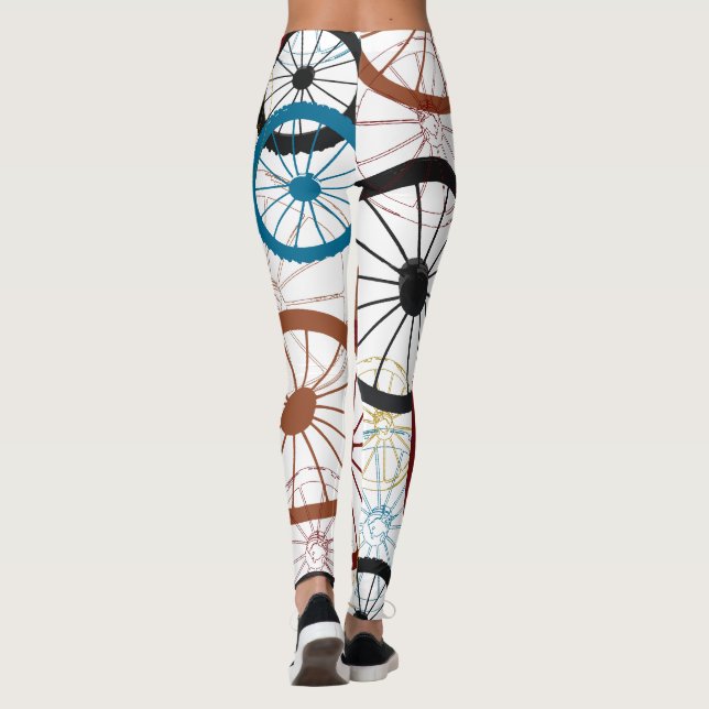 Farbenfrohe Fahrradräder Leggings (Rückseite)