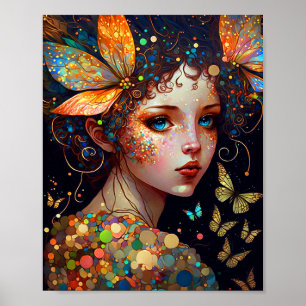 Farbenfrohe Fairy Butterfells Fantasy Art Poster