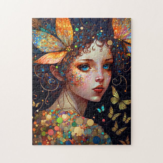 Farbenfrohe Fairy Butterfells Fantasy Art Puzzle (Vertikal)