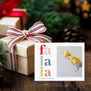 Farbenfrohe Falala und Foto   Happy Holidays Postkarte