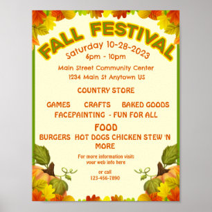 Farbenfrohe FALL FESTIVAL Flyer Werbung Poster