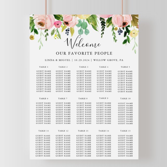 Farbenfrohe fallalphabetische Hochzeitstabelle Poster (Von Creator hochgeladen)