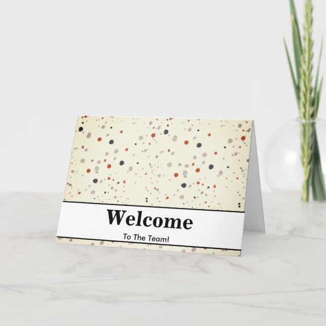 Farbenfrohe Fallende Glitzern Polka Dots Willkomme Karte (Vorderseite)
