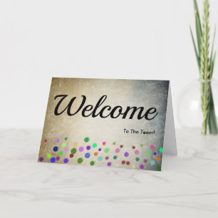 Farbenfrohe Fallende Glitzern Polka Dots Willkomme Karte