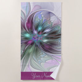 Farbenfrohe Fantasie Abstrakt Moderne Blume Strandtuch