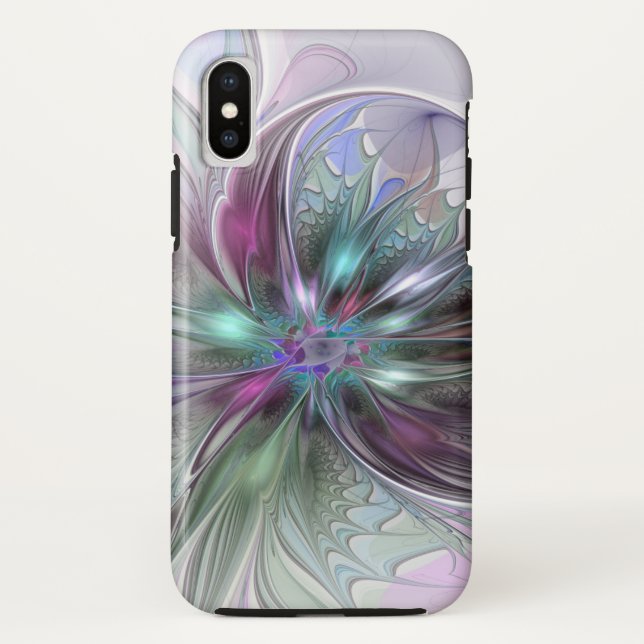 Farbenfrohe Fantasie Abstrakt Modernes Fraktal Blu Case-Mate iPhone Hülle (Rückseite)