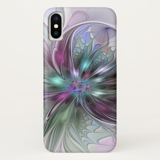 Farbenfrohe Fantasie Abstrakt Modernes Fraktal Blu Case-Mate iPhone Hülle (Rückseite)