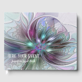 Farbenfrohe Fantasie Abstrakt Modernes Fraktal Blu Gästebuch