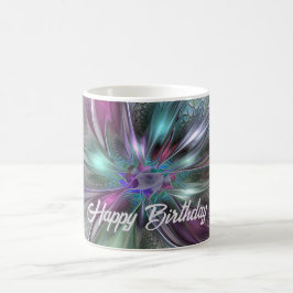 Farbenfrohe Fantasie Abstrakt Modernes Fraktal Blu Kaffeetasse