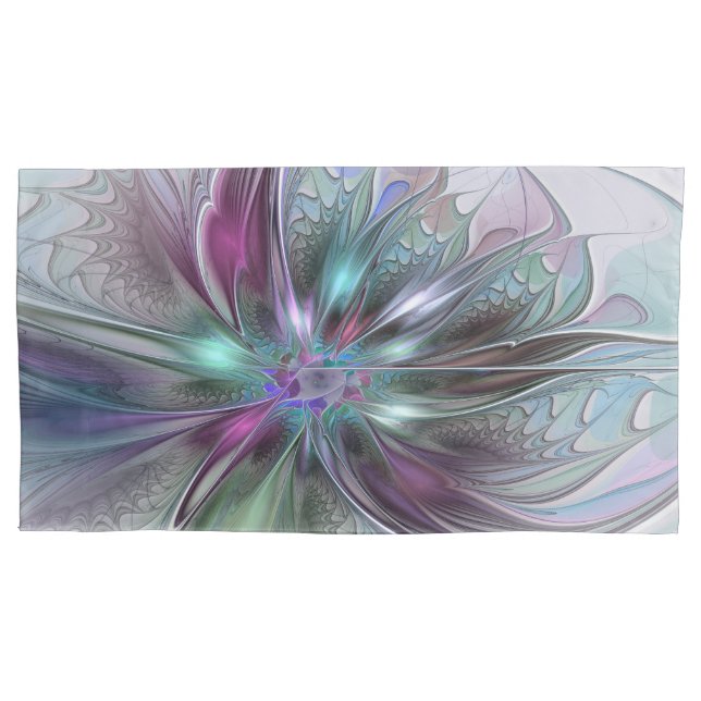 Farbenfrohe Fantasie Abstrakt Modernes Fraktal Blu Kissenbezug (Vorderseite)