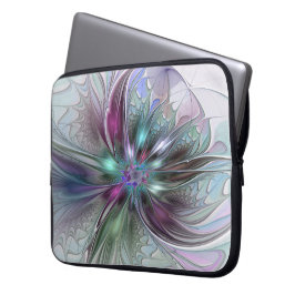 Farbenfrohe Fantasie Abstrakt Modernes Fraktal Blu Laptopschutzhülle
