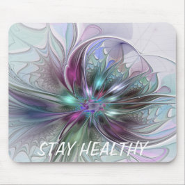 Farbenfrohe Fantasie Abstrakt Modernes Fraktal Blu Mousepad