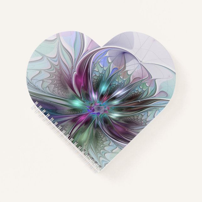 Farbenfrohe Fantasie Abstrakt Modernes Fraktal Blu Notizbuch (Vorderseite)