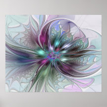 Farbenfrohe Fantasie Abstrakt Modernes Fraktal Blu