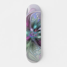 Farbenfrohe Fantasie Abstrakt Modernes Fraktal Blu Skateboard
