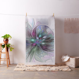 Farbenfrohe Fantasie Abstrakt Modernes Fraktal Blu Stoff