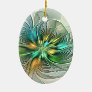 Farbenfrohe Fantasie Abstrakte Blume Fraktal Art Keramik Ornament