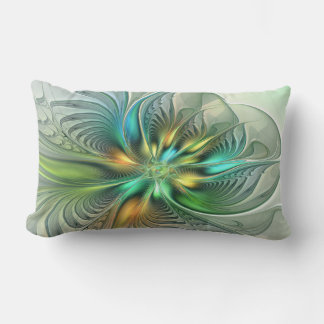 Farbenfrohe Fantasie Abstrakte Blume Fraktal Art Lendenkissen