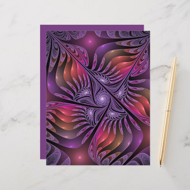 Farbenfrohe Fantasie Abstrakte Trippy Lila Fraktal (Vorderseite/Rückseite Beispiel)