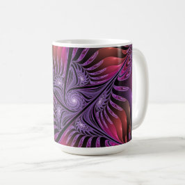 Farbenfrohe Fantasie Abstrakte Trippy Lila Fraktal Kaffeetasse