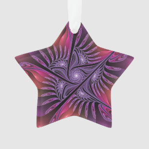 Farbenfrohe Fantasie Abstrakte Trippy Lila Fraktal Ornament
