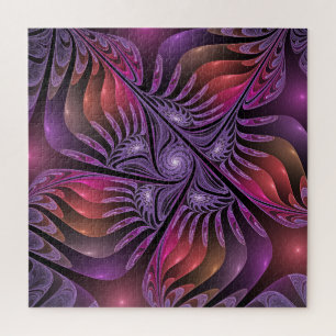 Farbenfrohe Fantasie Abstrakte Trippy Lila Fraktal Puzzle