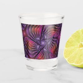 Farbenfrohe Fantasie Abstrakte Trippy Lila Fraktal Schnapsglas