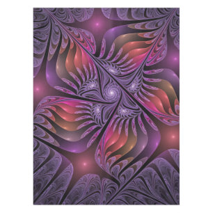 Farbenfrohe Fantasie Abstrakte Trippy Lila Fraktal Tischdecke