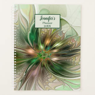 Farbenfrohe Fantasie Abstraktes Fraktal Blume Planer