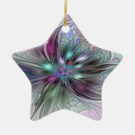 Farbenfrohe Fantasie Abstraktes Fraktal Blume Star Keramik Ornament
