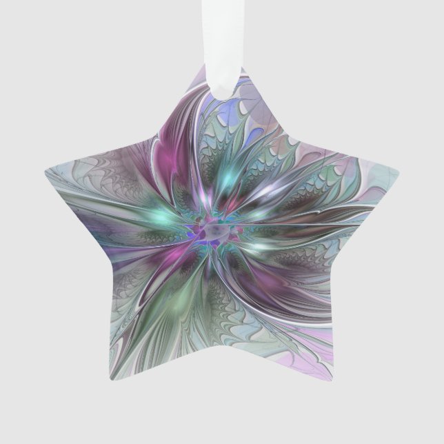 Farbenfrohe Fantasie Abstraktes Fraktal Blume Star Ornament (Vorderseite)