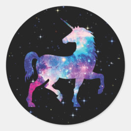 Farbenfrohe Fantasie Galaxy Magical Unicorn Runder Aufkleber