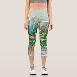 Farbenfrohe Fantasie Moderne Abstrakte Blume Frakt Capri Leggings