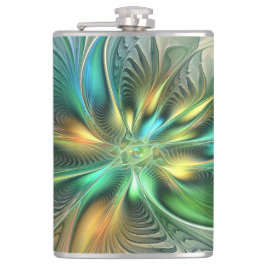 Farbenfrohe Fantasie Moderne Abstrakte Blume Frakt Flachmann