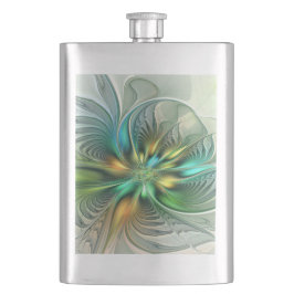 Farbenfrohe Fantasie Moderne Abstrakte Blume Frakt Flachmann